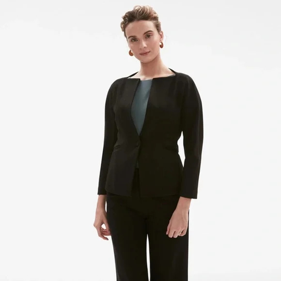 MM Lafleur Size 8 Wilson Blazer Jacket Textured Ponte Stretch Black - Picture 1 of 12